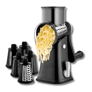 Rotary Cheese Grater 5 Blade Cheese Shredder - Easy to Use, Vegetable Chopper Round Mandoline Slicer Kitchen Utensils