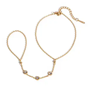 Clear gemstone hand chain