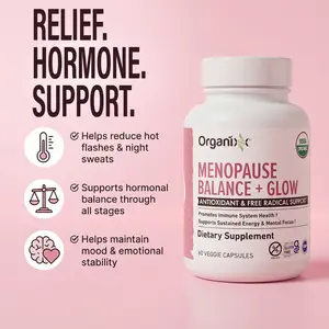 Organixx Menopause Balance + Glow, Womens Supplement with Ashwagandha, Reishi Mushroom, and Milk Thistle, Plant Based Adaptogens and Superfood Blend, Dairy, Soy & Gluten Free, Non GMO, 30 Capsules