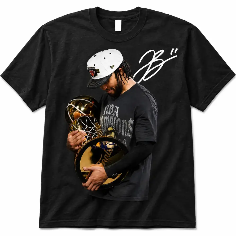 Jalen Brunson "THE KING OF NEW YORK" Graphic Tee, Championship Basketball Fan Shirt, Signature Sports Streetwear, Unisex Fan Apparel, Jalen Brunson Trophy Celebration Graphic Tee For New York Fans, Basketball Champion Streetwear Shirt