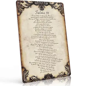 8x12" Aluminum Psalm 91 Metal Sign |   Vintage Faith Wall Decor with Ornate Border |   Weatherproof & Pre-Drilled for Easy Hanging |   Perfect for Bedroom, Living Room & Heartfelt Religious Gifts