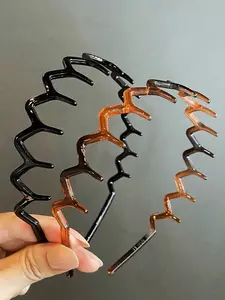 2pcs Ladies' Simple Basic Hair Hoop With Big Wavy Shape, Makeup Headband, Plastic Hair Hoop With Elegant Style, Hair Accessory Halloween,Hair Accessaries,Accessories,Hair Accessories For Women,Accesorios,Accessories Women, Hair Accessory, Hair Accessorie