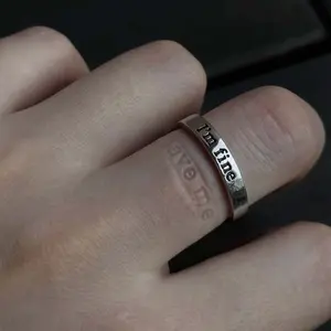 "I'm fine, save me" Engraved Ring for Men and Women Daily Wear Gift.