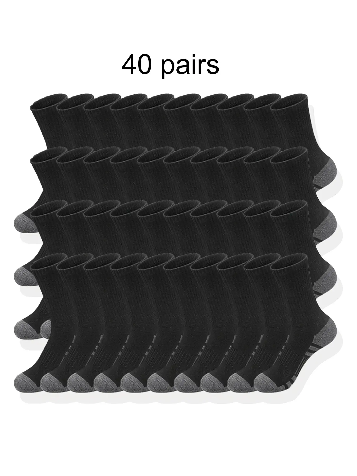 40 pairs of men's classic mid-calf socks Sock Sets in a set - breathable, comfortable, and moisture-resistant, suitable for casual outdoor wear in all seasons. Machine washable, striped knit fabric, polyester material