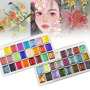 48 Colors Pearlescent Watercolor Paint Set Art Pearlescent Painting Palette Sparkle Pearlescent Watercolor Watercolor Painting Supplies For Artists Students