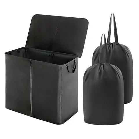 Lifewit Large Laundry Hamper Basket with 2 Removable Inner Bags and Lid, Foldable Design, Reinforced Handles, Ideal for Bedrooms and Dorms, Gift Ideas
