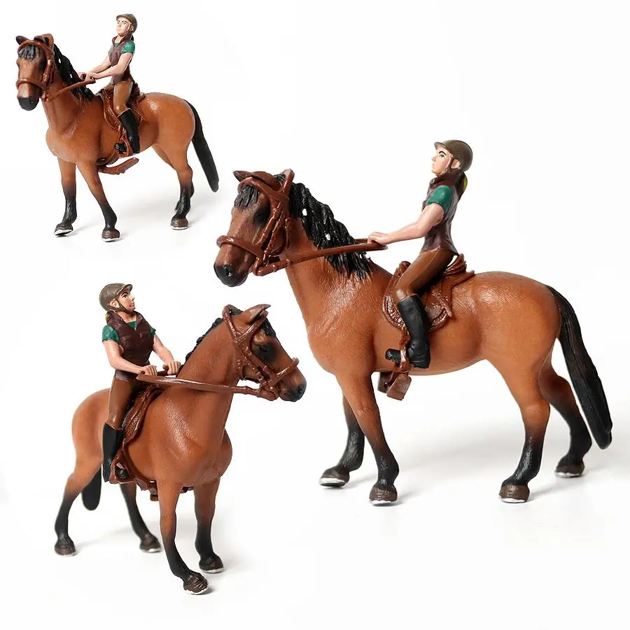 Horse Playset with Equestrian Rider Action Figure, Plastic Animals & Nature Figurines, Farm-Themed Novel Children’s Toy for Kids Gifts