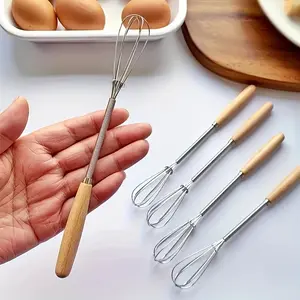Premium Edelstahl-Schneebesen mit Massivholzgriff - Die perfekte für das Schlagen, Mischen  Rühren in der Küche