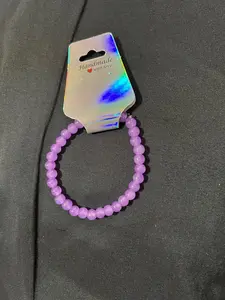 Handmade Glass Bead Bracelet - Single Light Purple Bead Bracelet for Sparkling Style & Casual Wear