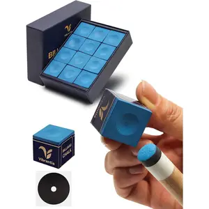 Pro Pool Cue Chalk, Tournament Standard Billiard Chalk, 12 Cubes/Box with Travel Storage Box,Low Dust, Super Dense, Suitable for Snooker/Pool/8-Ball