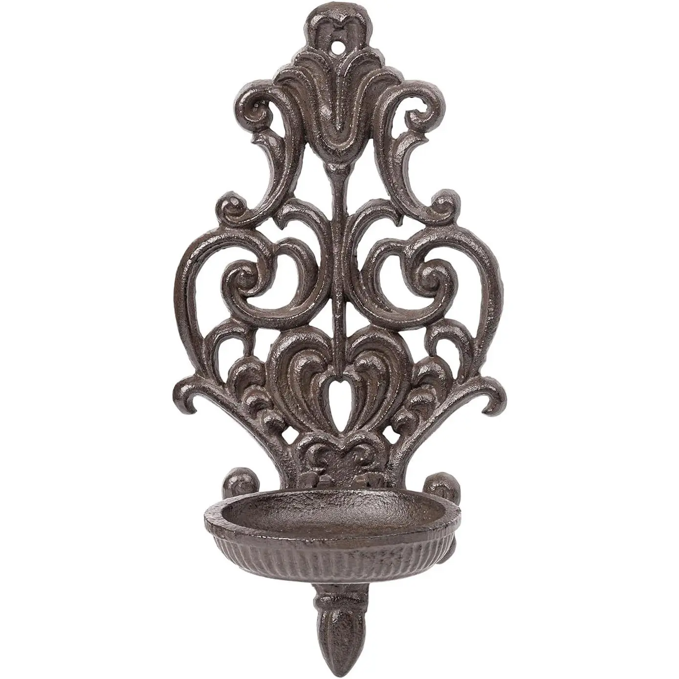 Sungmor Cast Iron Wall Candle Sconce,Ornate Scrollwork Design Tealight Stand,Rustic Wall-Mounted Decorative Sconce for Home,Bedroom,Farmhouse Decor