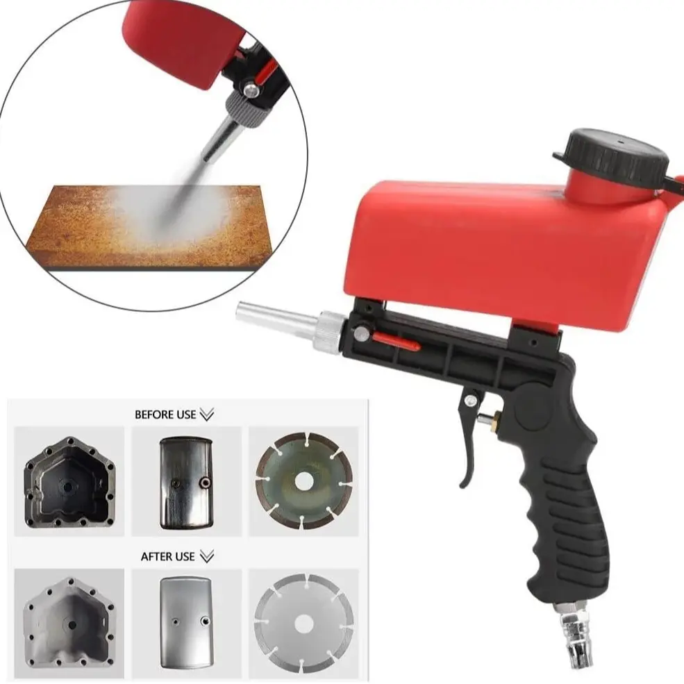 Portable Gravity Sandblasting Machine, Handheld Air Sandblaster, Small Home Metal Deburring Tool, Electric Tool Accessories