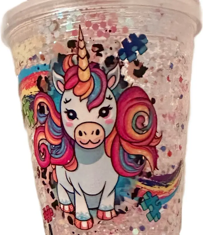 Leakproof Child's Cup with Magical Unicorn Design and Sparkling Glitter Accents for Kids