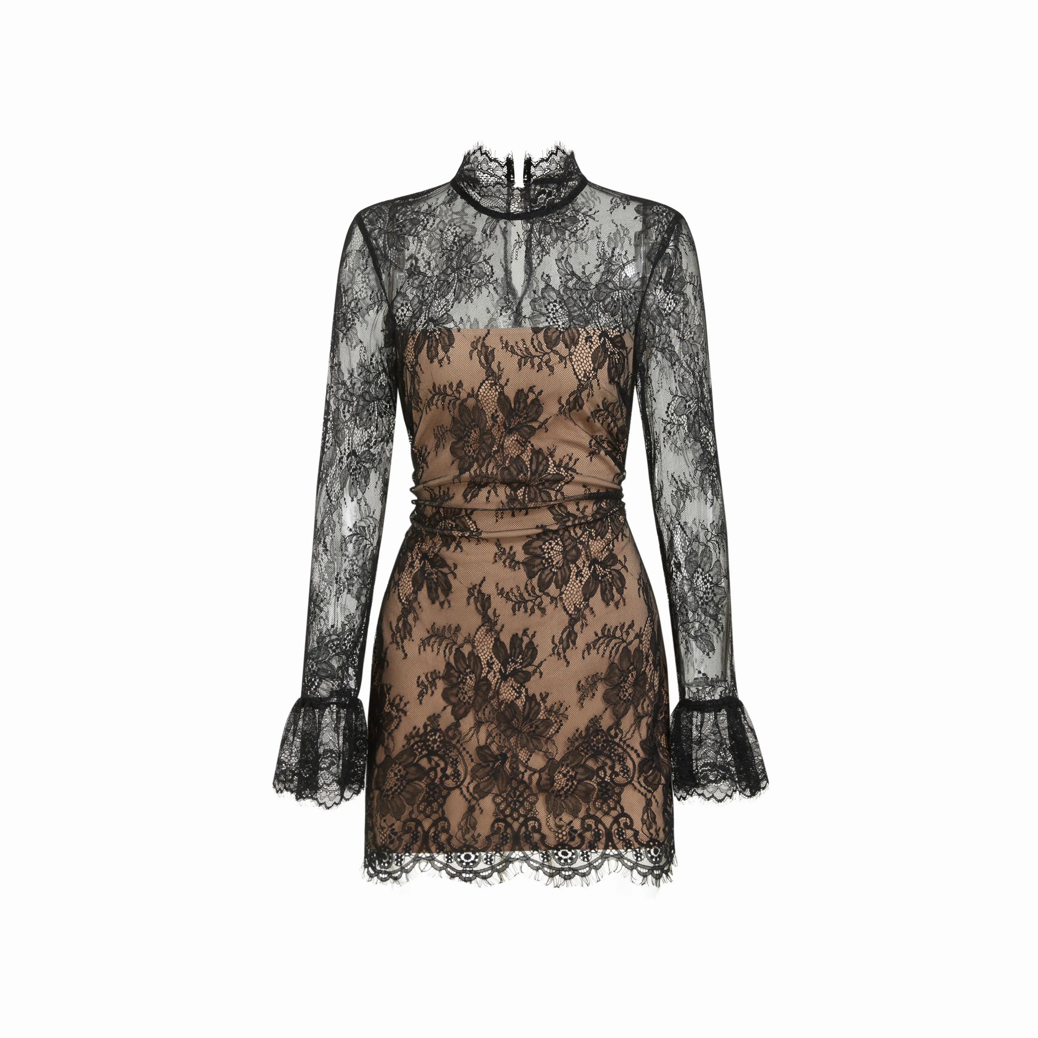 knee length dresses for ladies Princess Polly Women's Aubriella Lace Long Sleeve Minidress - White main image 1