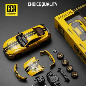 1pc 1:42 for Ford Mustang GT2018 yellow classic car model can open the door, replaceable accessories collectible model ornaments toys Halloween Christmas gifts
