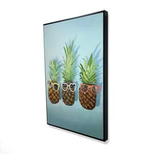 360 Stand Framed Canvas Wall Artwork - 24x36 in, Vibrant Pineapple Print, Brown Food Frame, Artistic Summer Tropical Decoration, Ideal for Kitchen Home Decor, Great Gift Option