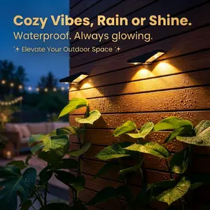 Modern V-Shape Solar Wing Wall Lights, Waterproof LED Sconces, Solar-Powered Fixtures for Fence, Deck, Outdoor Decor
