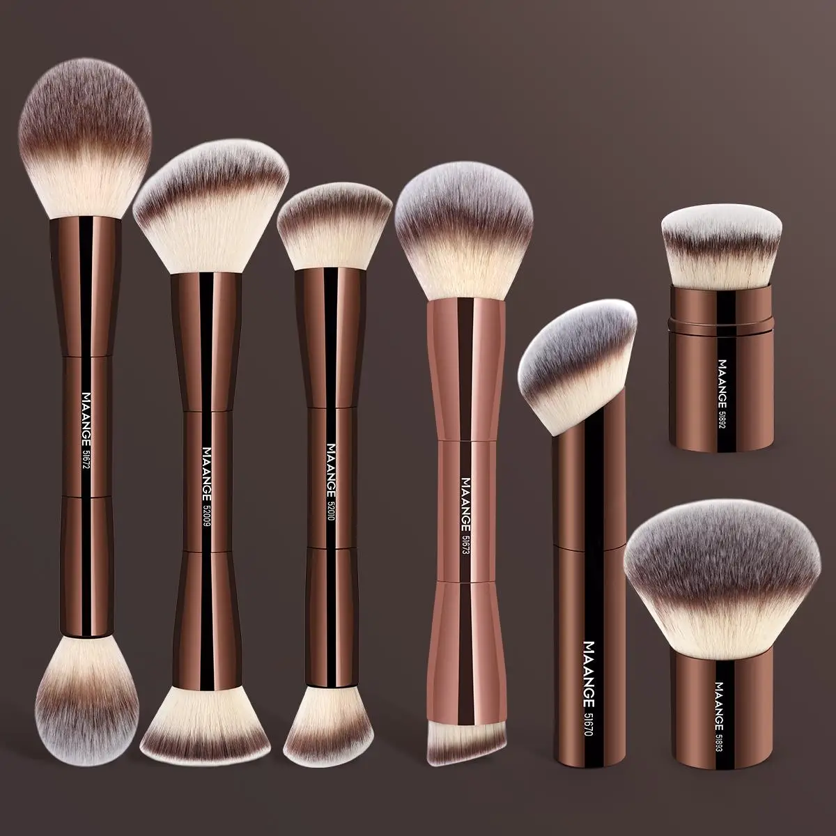 MAANGE Multi-use Makeup Brush Set, 7 Counts/set Ergonomic Design Cosmetic Brushes for Blush Contour Highlighter Concealer, Professional Facial Detaili