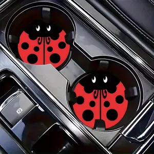 Cute Ladybug Car Cup Holders, Anti-Slip Absorbent, High-Quality Surface Protection, Universal Fit, Car Interior Decor (2 Pack)