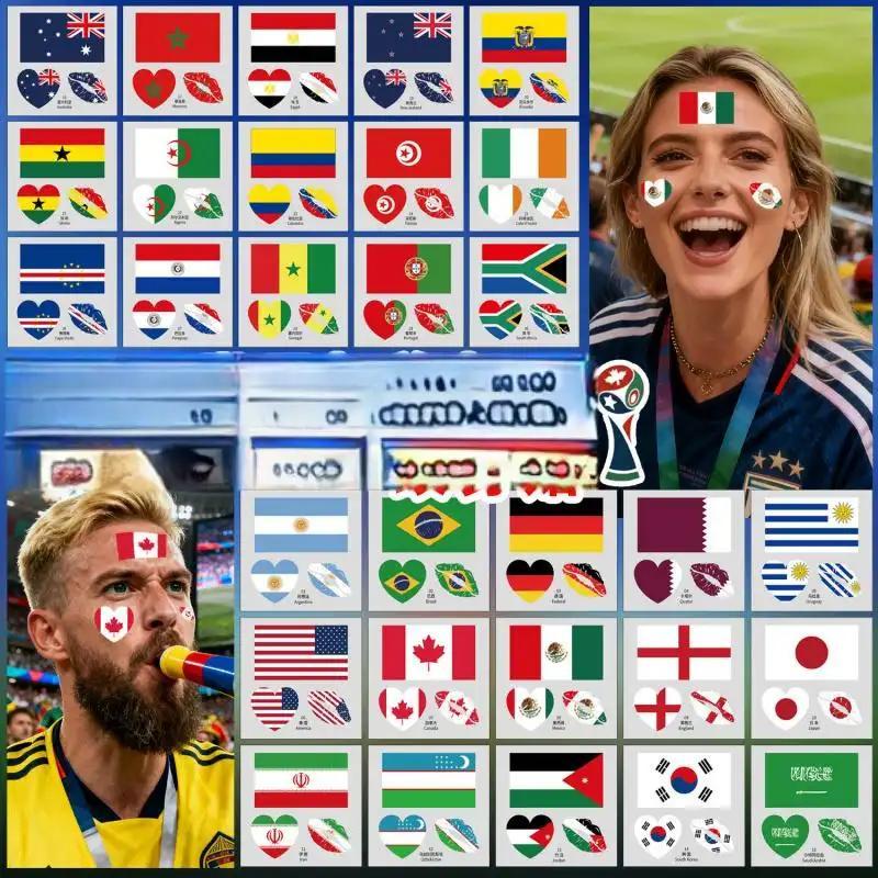 2026 New Model USA Canada Mexico World Cup Flag Tattoo Stickers Football Match Sports Event Waterproof Sweat-Proof Skin-Safe Non-Toxic Vibrant High-Resolution Prints