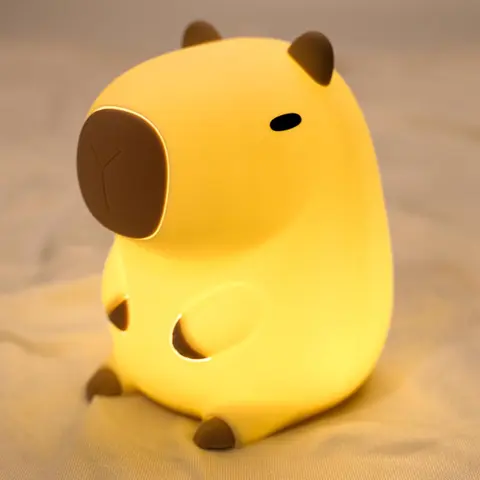 UNEEDE Capybara Silicone Night Light - Rechargeable Touch On/Off Sensor, Timer Mode, Gentle Glow Modern Atmosphere Light, Indoor Decorative Nightlight for Bedroom Nursery Home Supplies