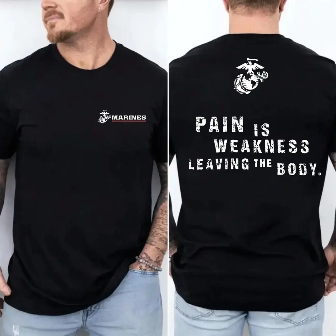 US Marine Corps Pain Is Weakness Leaving The Body Shirt Military Motivation Training Tee – USMC Warrior Mindset Gym Shirt