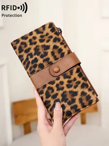 Ladies' long wallet with RFID anti-theft brush for storing bills and coins, cash organizer, ladies' wallet with zipper closure, perfect gift choice for daily use, casual style, Durable Fashion Wallet