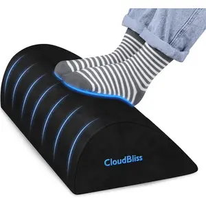 Foot Rest for Under Desk at Work, Office Desk Accessories with Soft Foam and Washable Removable Cover, Foot Stool for Office Car Home for Foot Support and Relax Ankles, Black