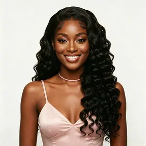 13x6 Deep Wave Lace Front Wigs Human Hair HD Transparent Full Lace Frontal Wigs Pre Plucked Bleached Knots Deep Curly Human Hair Wig Natural Color  180% Density