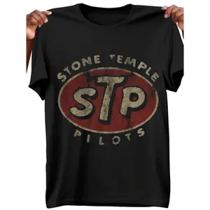 Men's Retro STP Stone Temple Pilots Graphic T-Shirt - Casual Breathable Cotton, Short Sleeve, Loose Fit, Vintage Band Logo Design, Perfect Gift for Music Fans, Rock And Roll T Shirts