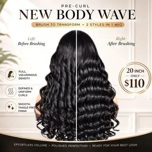 QVR U Part PRE-CURL new body Protective Style Wigs No Lace No Gel Glueless Human Hair Wigs For Women #Summervibes