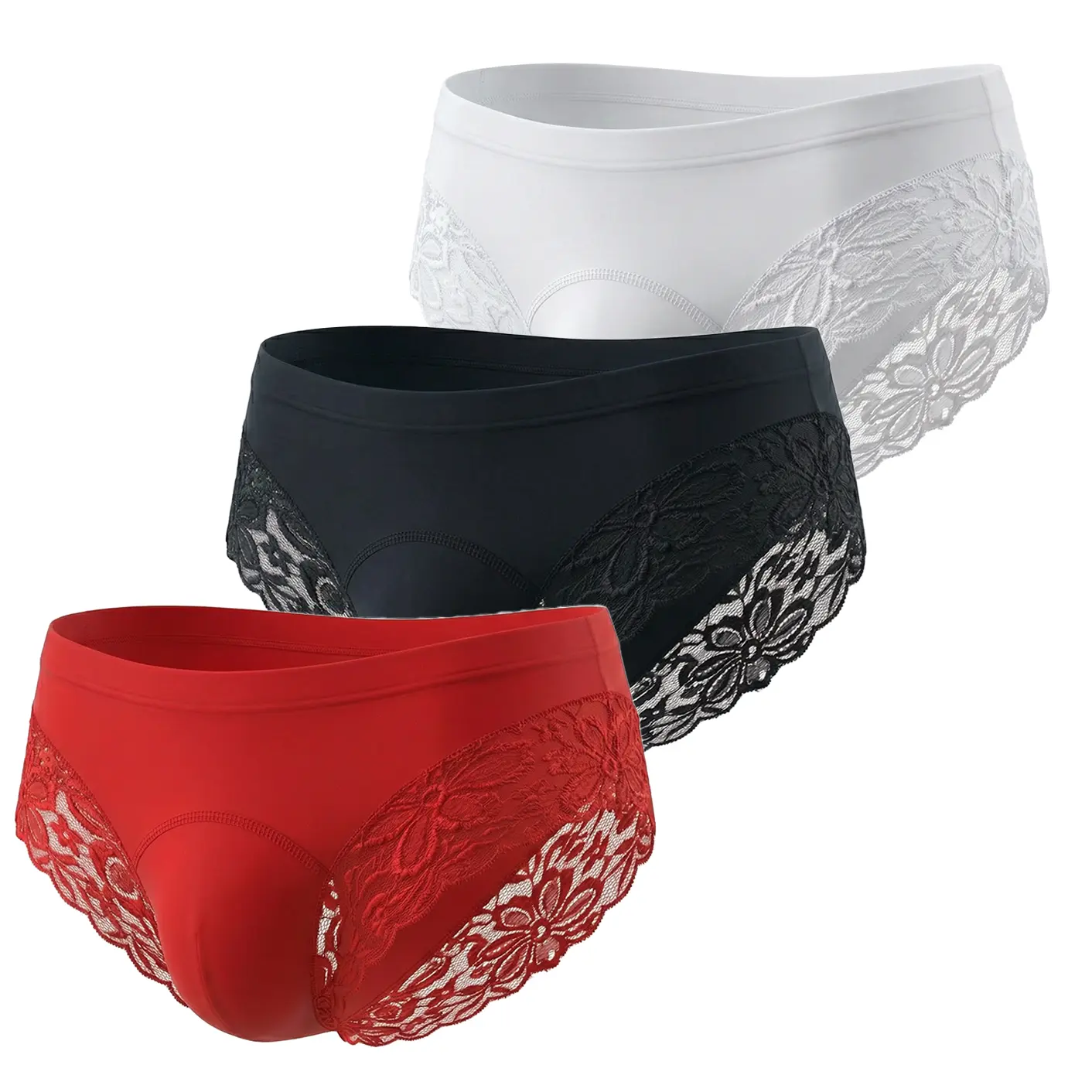 Mens Fashion Stretchy T-back underwear - Soft Elastic Breathable, 3D Trunk Pouch, Separated Support, Male Gift for Boyfriend Classic Lace