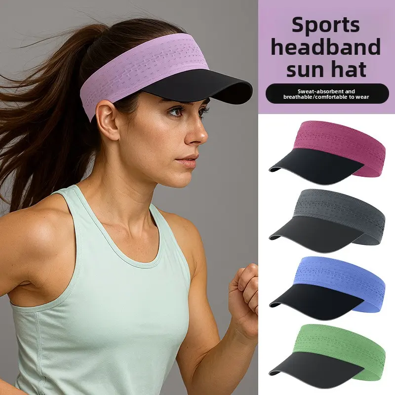Outdoor Sweat-Absorbing Headband, Quick-Dry Non-Slip Cycling Sun Visor Cap, Double-Layer Breathable Sweatband, Open-Top Hat sport fashionable