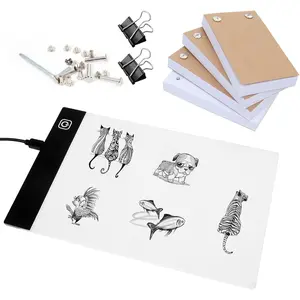 Flip Book Kit with Light Pad - A5 LED Light Board/Box & 320 Sheets Flipbook for Drawing | Tracing | Sketching, Flip Books Paper with Holes & Binding Screws