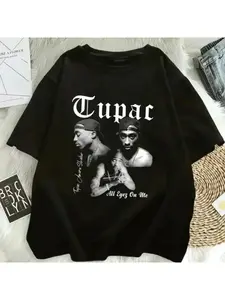 2026 Summer Fashion T-shirt Rapper Tupac Top Hip Hop Street Wear Oversized Short Sleeve T-shirt Men's And Women's T-shirts
