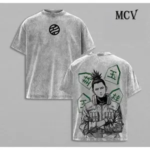 Shikamaru Nara Vintage Washed Graphic Tee - Lazy Genius Shadow Possession Anime T-Shirt |   Oversized Streetwear Top for Men & Women |   Shinobi Apparel