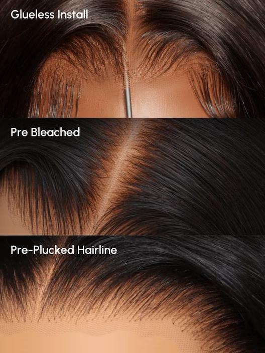 UNice Glueless Silk Straight Bob Wigs Pre-cut 7x5 HD Lace Closure Human Hair Wigs with Bleached Knots Beginner Friendly Put On and Go Natural Scalp
