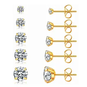 6 PAIRS Crystal Zircon Stud Earrings Popular European American Fashionable Colors Elegant Unisex Jewelry Titanium Classic Cubic Zirconia Wedding Ring High Quality Round Cut Bracelet Round Synthetic Moissanite Engagement Sterling Silver everyday wear topaz