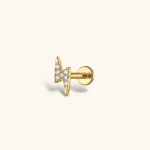 Pave Lightning Threaded Flat Back Earring