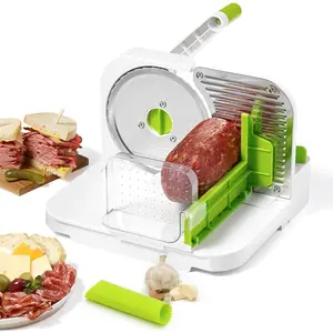 Deli Slicer - Slices Meat, Cheese, Bread - 6.5" Stainless Blade - Thickness Knob - Nestable for Easy| 2-in-1 Fruit and Vegetable with Bonus Peeler
