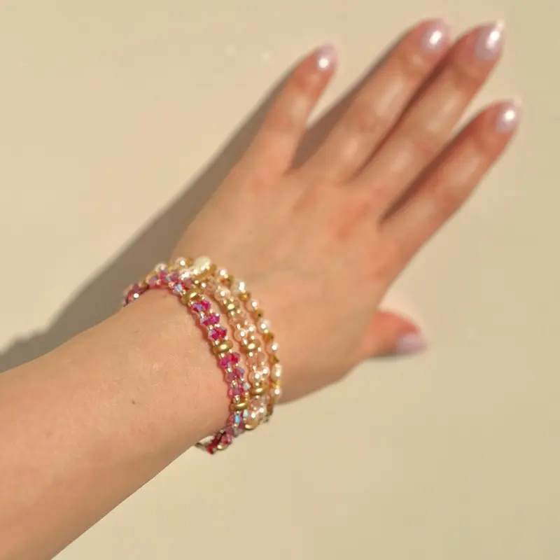 Poupée Rouge Bracelet Set - Dazzling Bracelet Set - Summer Vibes - Pearls and Crystals