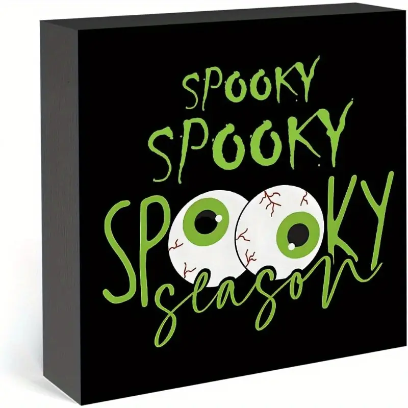 Christmas Halloween Decoration，Horror Halloween Sign Decor Decorations for Home Office Desk Spooky Season Sign Shelf Cubicle Tiered Tray Decor Halloween Holiday Sign Gift for Women Men 5 X 5 Inch