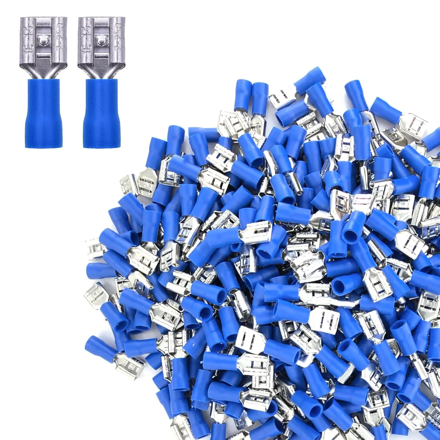 200 count Quick Disconnects Vinyl Insulated Female Spade Wire Connectors, 16-14 AWG-6.3mm 1/4" Electrical Crimp Terminal