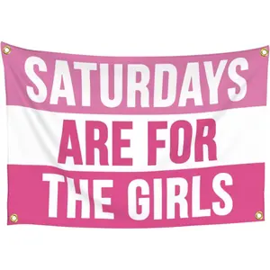 Pink Flag Saturdays Are For The Girls College Dorm Rooms Sign Funny Flags For Room Girl Garden Banner Tapestry Party Outdoor Indoor Decoration