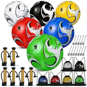 Hualleko 6 Pack Soccer Balls Size 5 Deflated Includes Soccer Ball with Pump and Net Bag, Pelota De Futbol Training Practice Sphere Competition for Indoor Outdoor