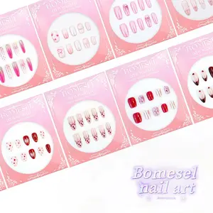 BOMESEL Reusable Press On Nails | S-L Sizes | Multiple Artistic Designs | Fake Nail Tips Set for Women