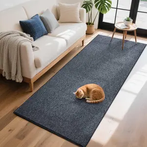 2x6 Washable Runner Rugs for Kitchen Hallway Bedroom, Low Pile Thin Rug Solid Color, Non-Slip Carpet Indoor for  Decor (Navy Blue)