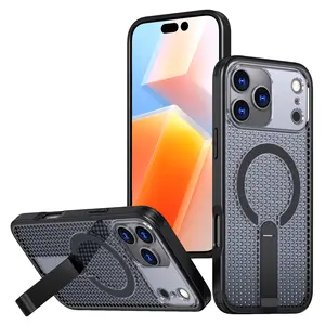 For iPhone 17 Pro Max Magnetic Stand Phone Case suitable for iPhone 16, breathable and cooling, 15 shockproof armor
