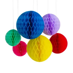6" - 10" Hanging Honeycomb Paper Ball Decoration - 6 Pc.