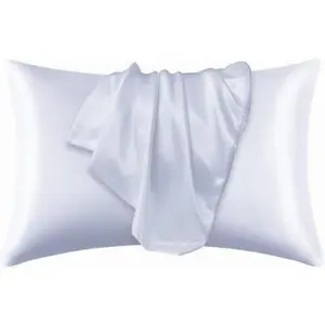 Luxury Satin Silk Pillow Ca 2 Pack Pillowca for Hair and Skin Satin Pillow Covers with Zipper Closure (Standard(20"x26"), White)